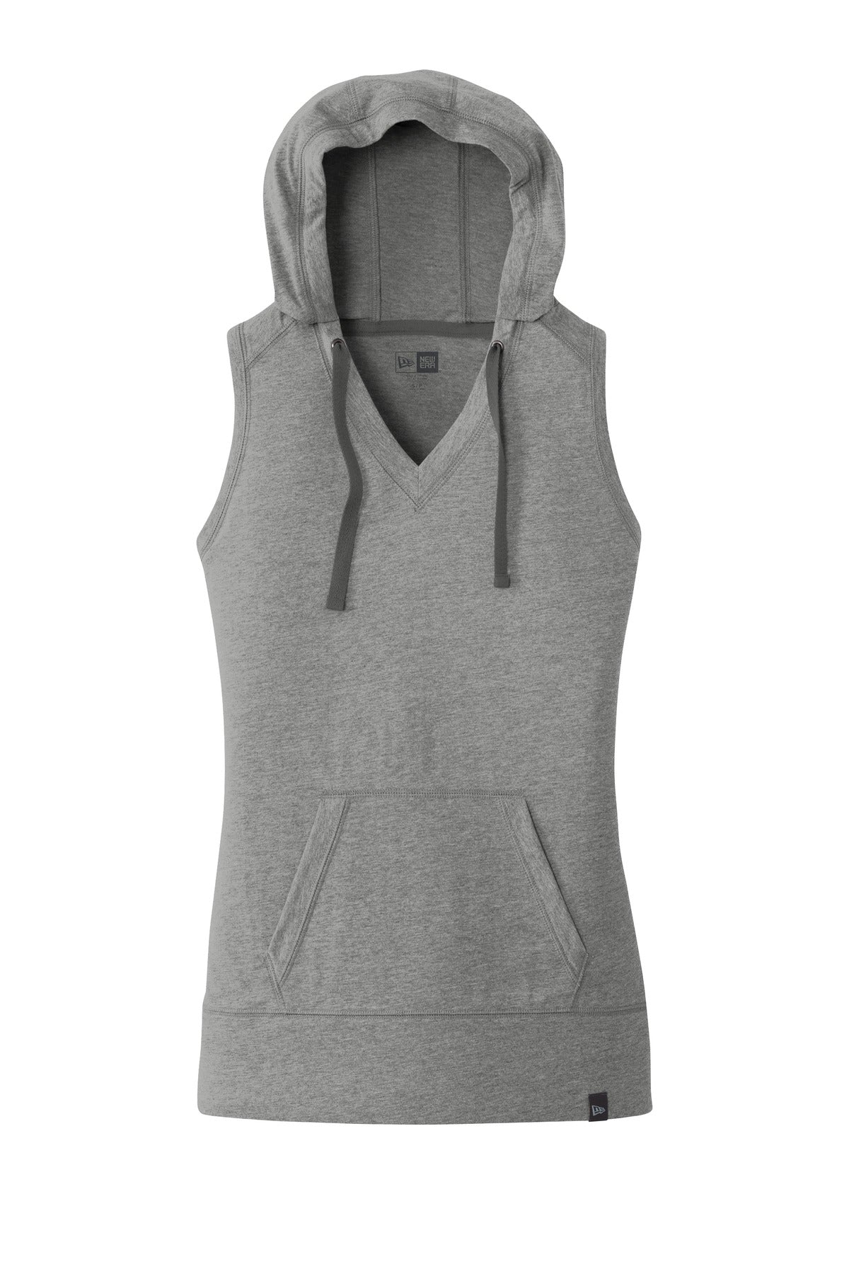 Front View of Shadow Grey He New Era Women's Heritage Blend Hoodie Tank. LNEA106