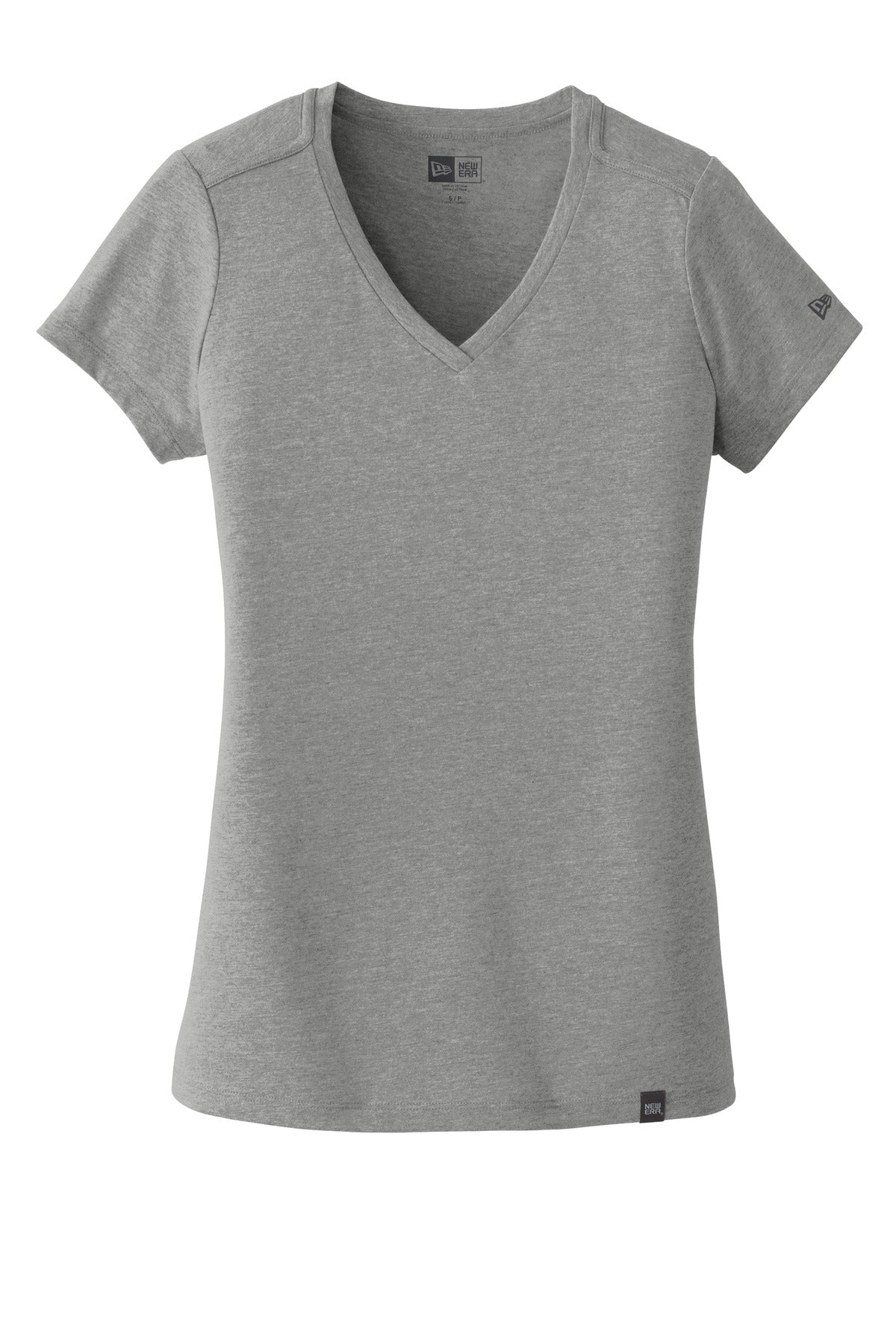 Front View of Shadow Grey He New Era Women's Heritage Blend V-Neck Tee. LNEA101
