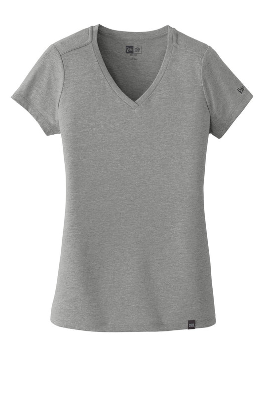 Front View of Shadow Grey He New Era Women's Heritage Blend V-Neck Tee. LNEA101