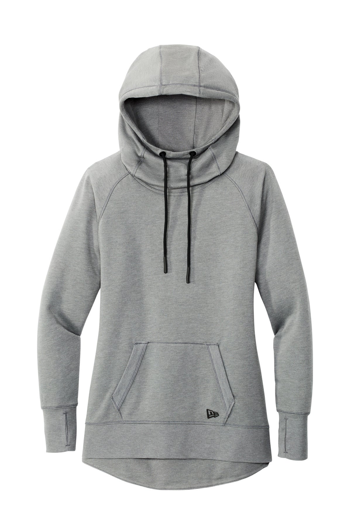 Front View of Shadow Grey He New Era Women's Tri-Blend Fleece Pullover Hoodie. LNEA510