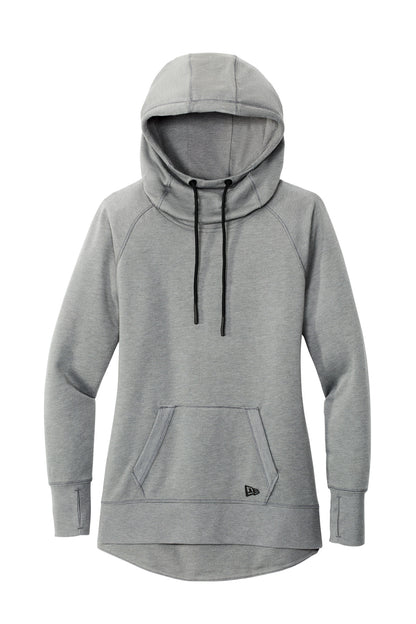 Front View of Shadow Grey He New Era Women's Tri-Blend Fleece Pullover Hoodie. LNEA510