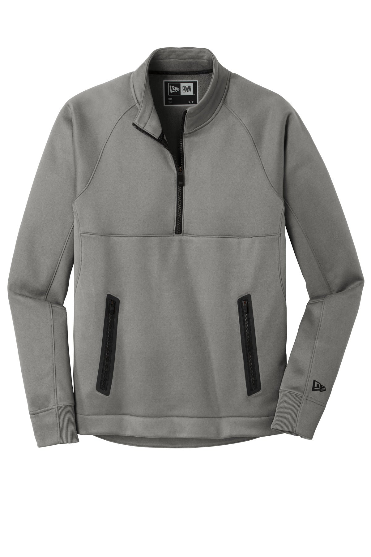 Front View of Shadow Grey New Era Venue Fleece 1/4-Zip Pullover. NEA523