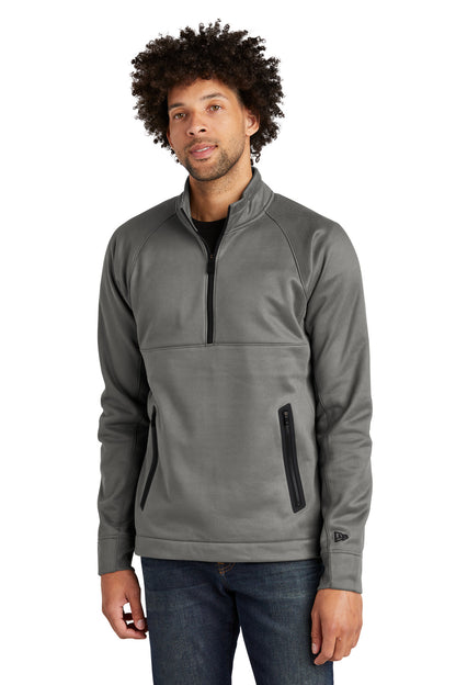 Front View of Shadow Grey New Era Venue Fleece 1/4-Zip Pullover. NEA523