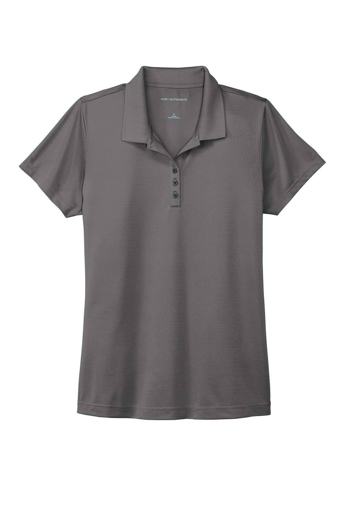 Front View of Shadow Grey Port Authority Women's Eclipse Stretch Polo. LK587