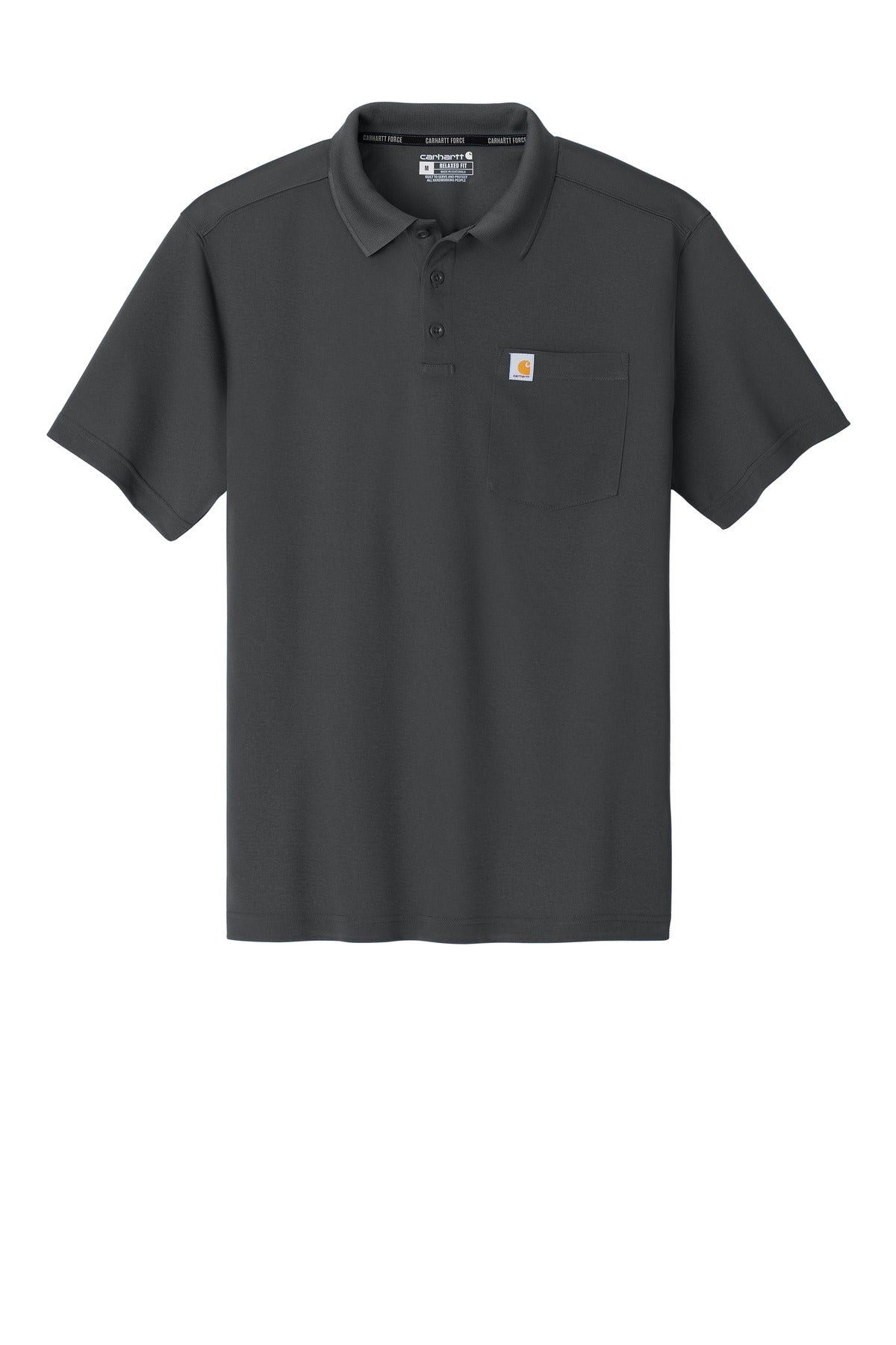 Front View of ShadowGrey Carhartt Force Snag-Resistant Pocket Polo CT106880