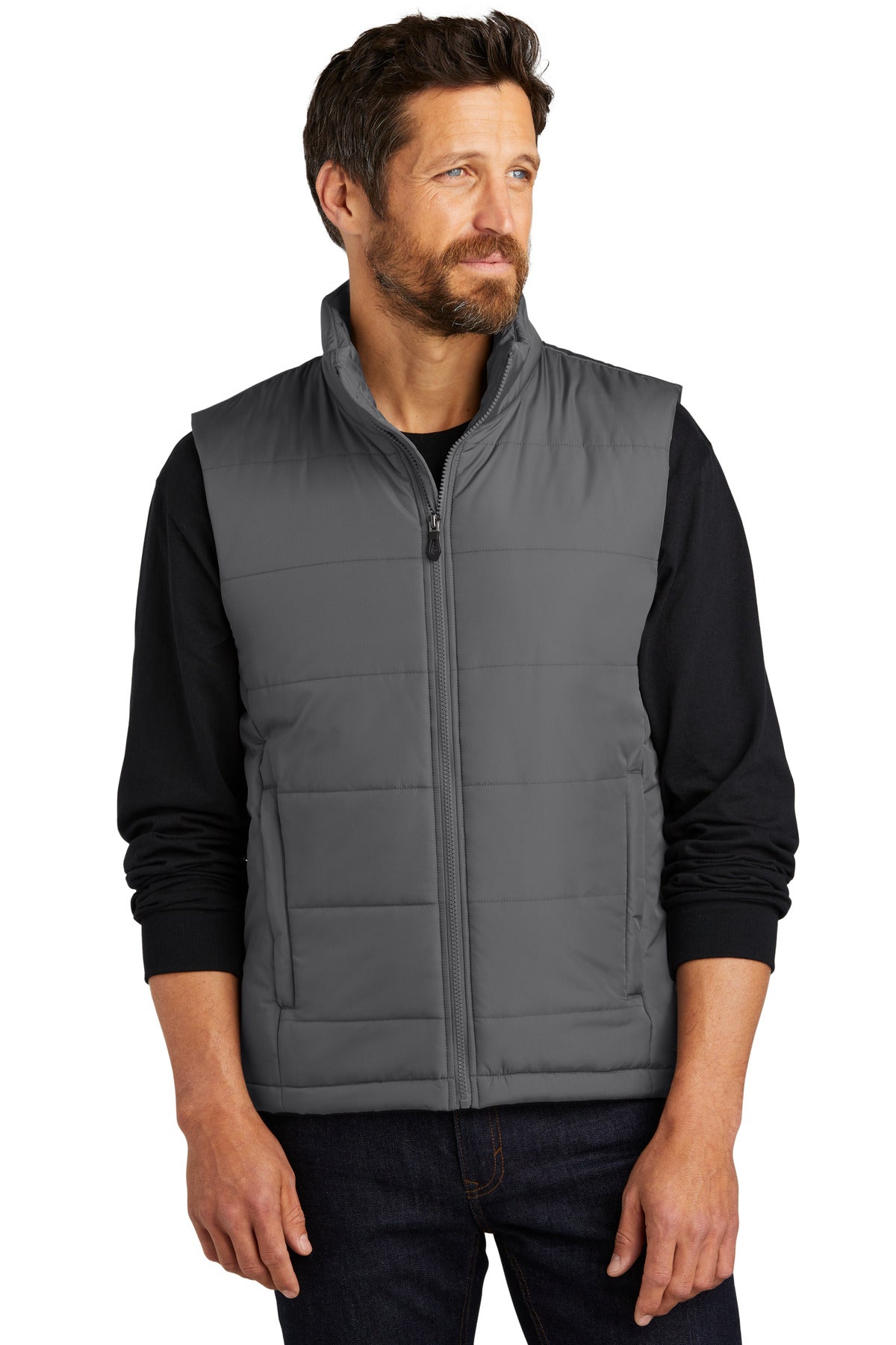 Front View of ShadowGrey Port Authority Puffer Vest J853