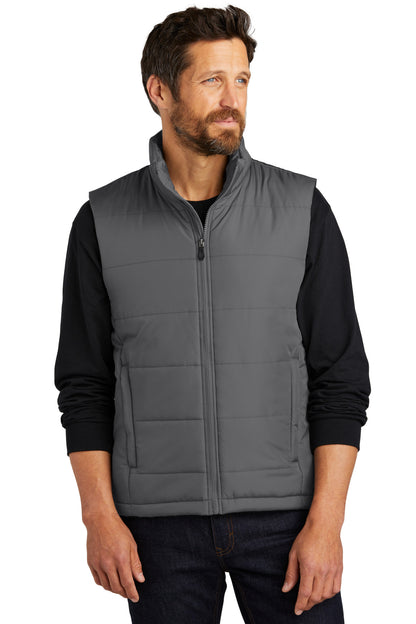 Front View of ShadowGrey Port Authority Puffer Vest J853