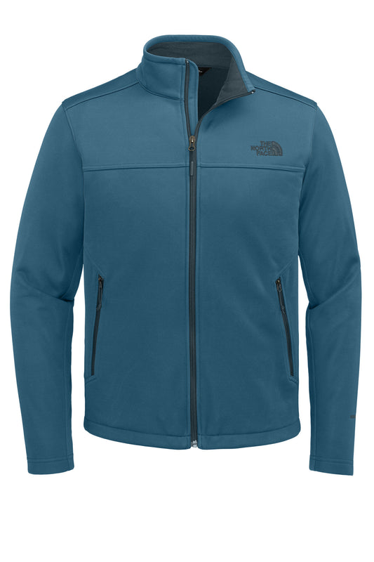 Front View of ShadyBlue The North Face Chest Logo Ridgewall Soft Shell Jacket NF0A88D5