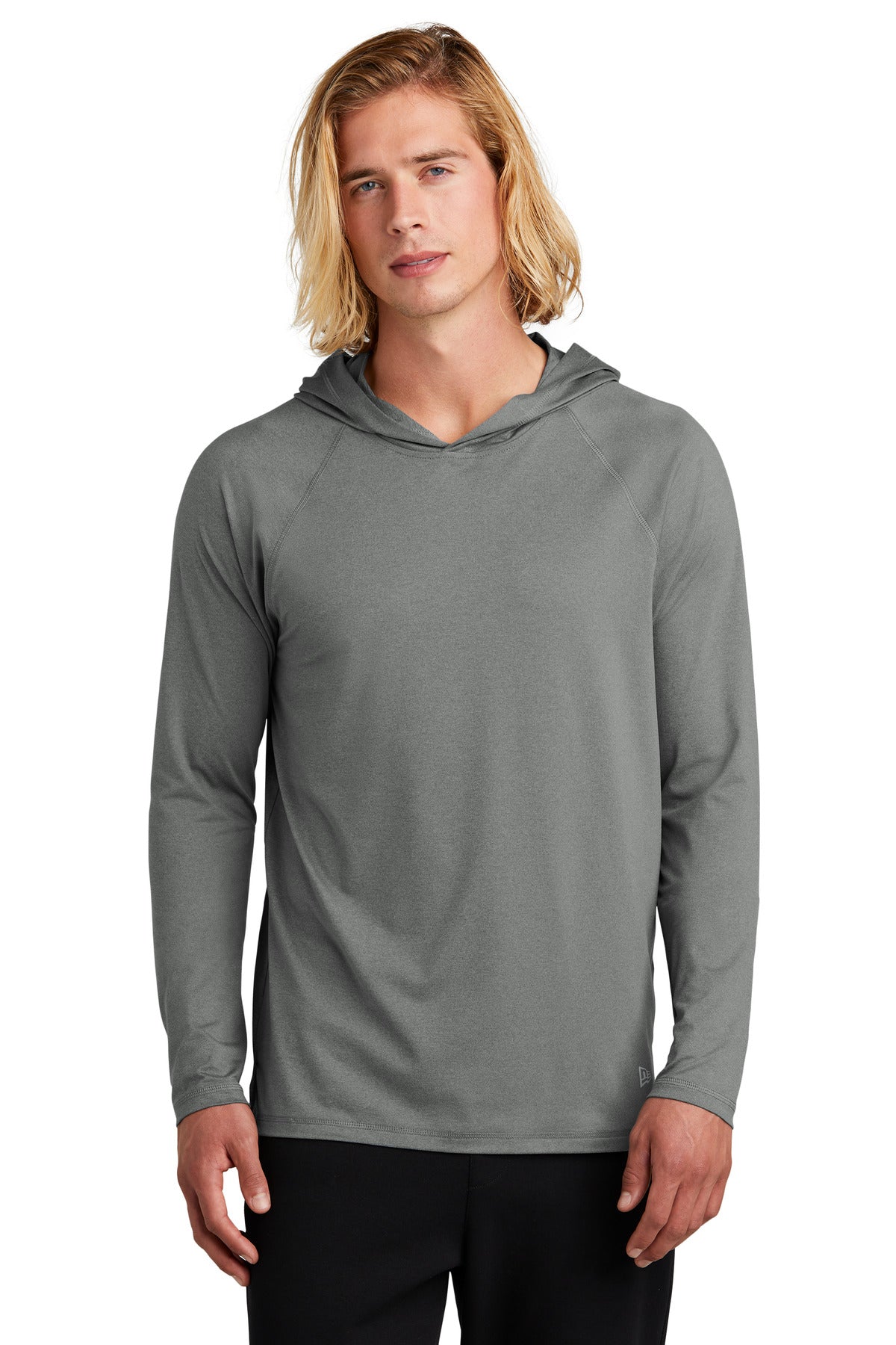 Front View of ShdGyHthr New Era Power Long Sleeve Hoodie NEA229