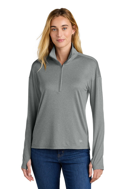 Front View of ShdGyHthr New Era Women's Power 1/2-Zip LNEA228