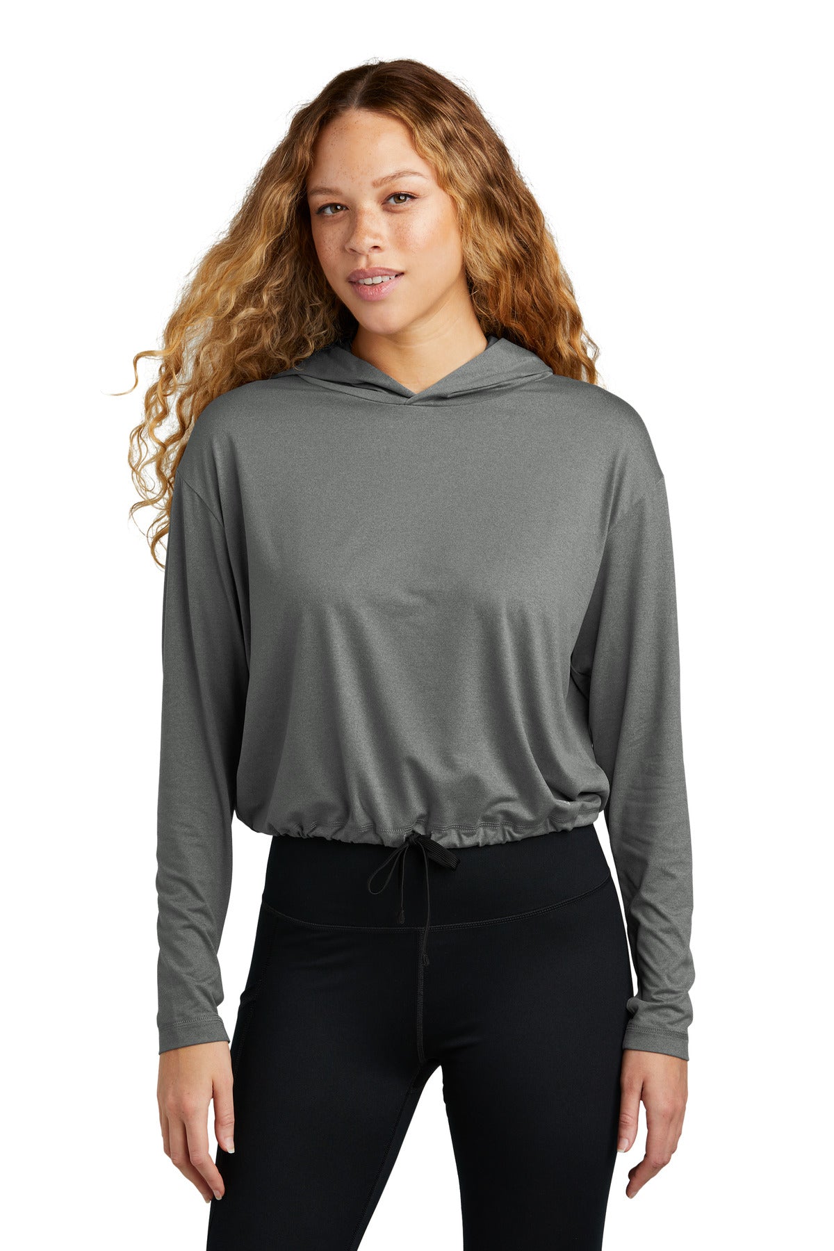 Front View of ShdGyHthr New Era Women's Power Long Sleeve Hoodie LNEA229