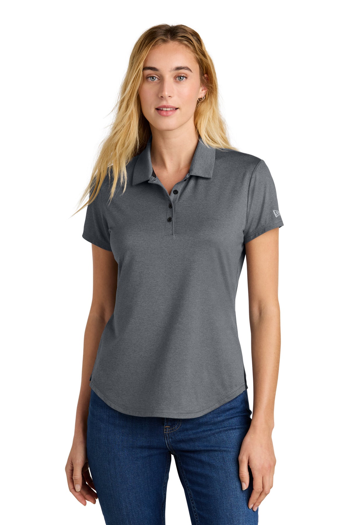 Front View of ShdGyHthr New Era Women's Power Polo LNEA225