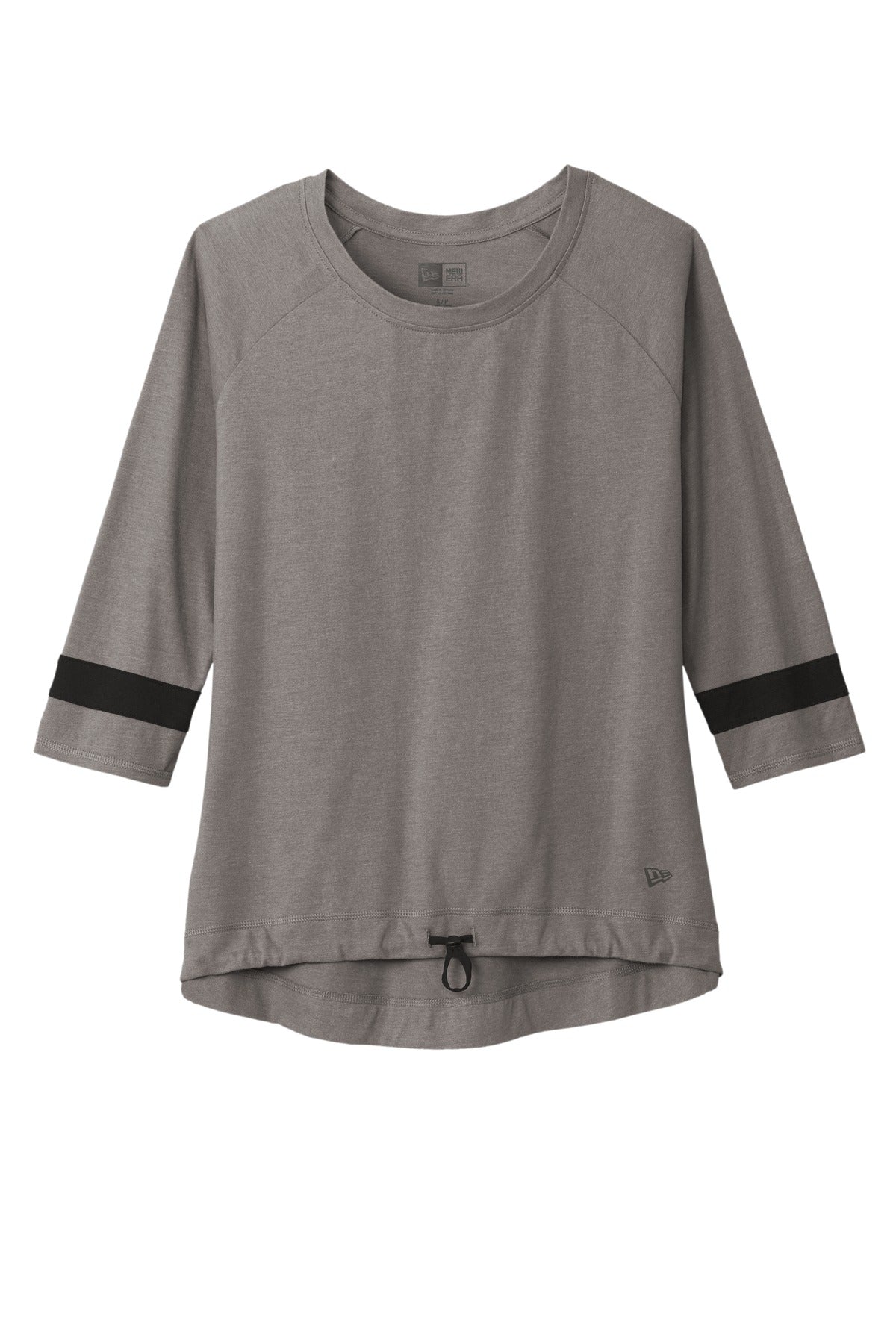 Front View of ShGy/BlkSd New Era Women's Tri-Blend 3/4-Sleeve Tee LNEA136
