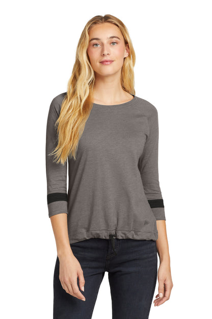 Front View of ShGy/BlkSd New Era Women's Tri-Blend 3/4-Sleeve Tee LNEA136