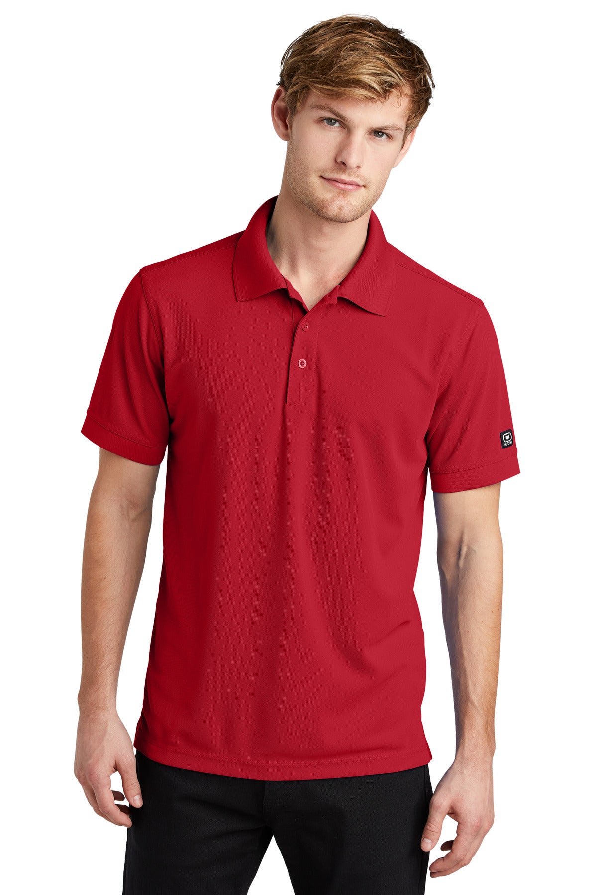 Front View of Signal Red OGIO - Caliber2.0 Polo OG101