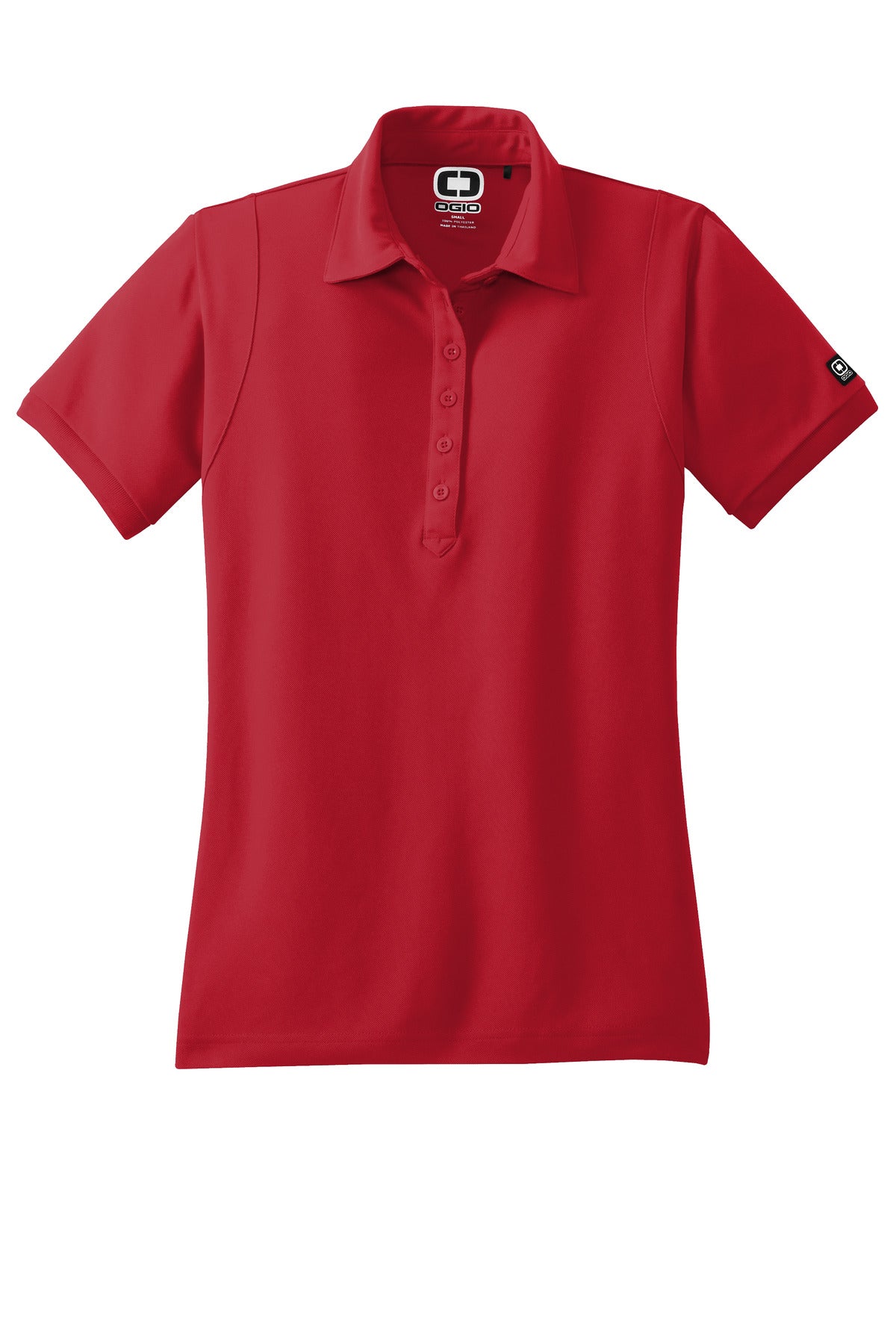 Front View of Signal Red OGIO - Jewel Polo. LOG101