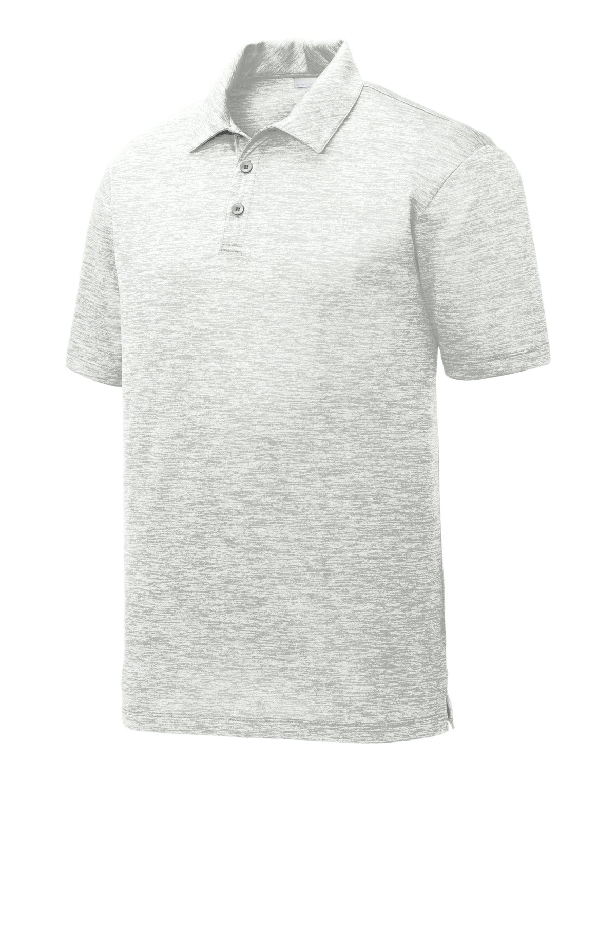 Front View of Silver Electrc Sport-Tek PosiCharge Electric Heather Polo. ST590