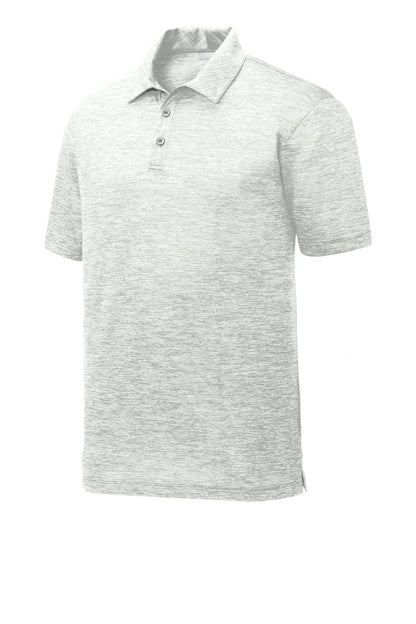 Front View of Silver Electrc Sport-Tek PosiCharge Electric Heather Polo. ST590