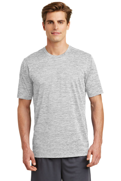 Front View of Silver Electrc Sport-Tek PosiCharge Electric Heather Tee. ST390