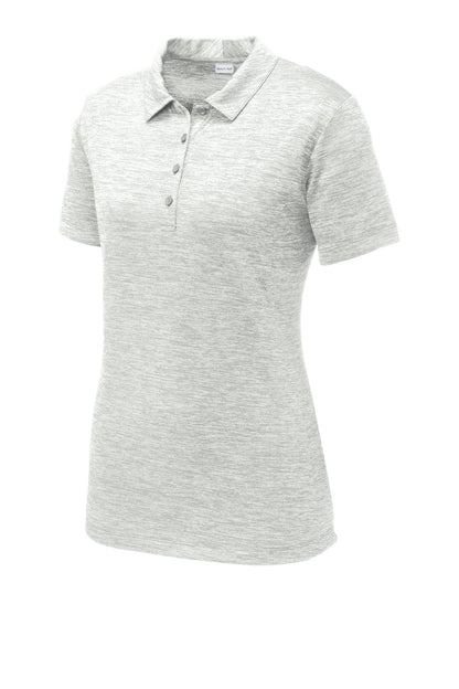 Front View of Silver Electrc Sport-Tek Women's PosiCharge Electric Heather Polo. LST590