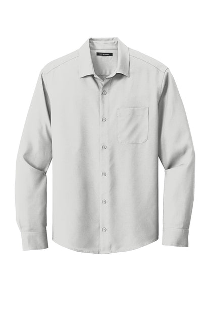 Front View of Silver Port Authority Long Sleeve Performance Staff Shirt W401