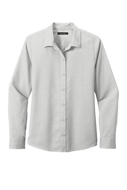 Front View of Silver Port Authority Women's Long Sleeve Performance Staff Shirt LW401