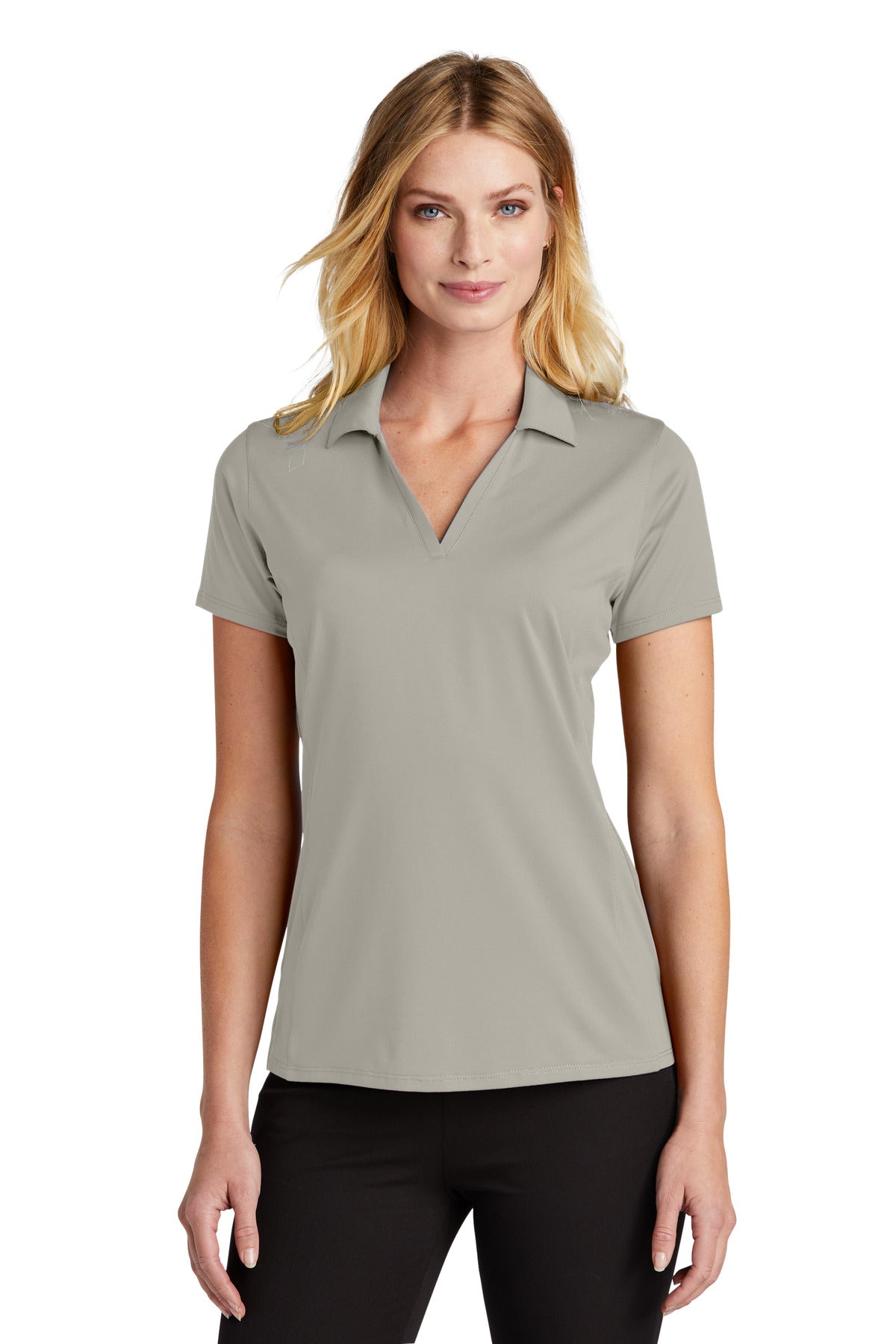 Front View of Silver Port Authority Women's Performance Staff Polo LK398