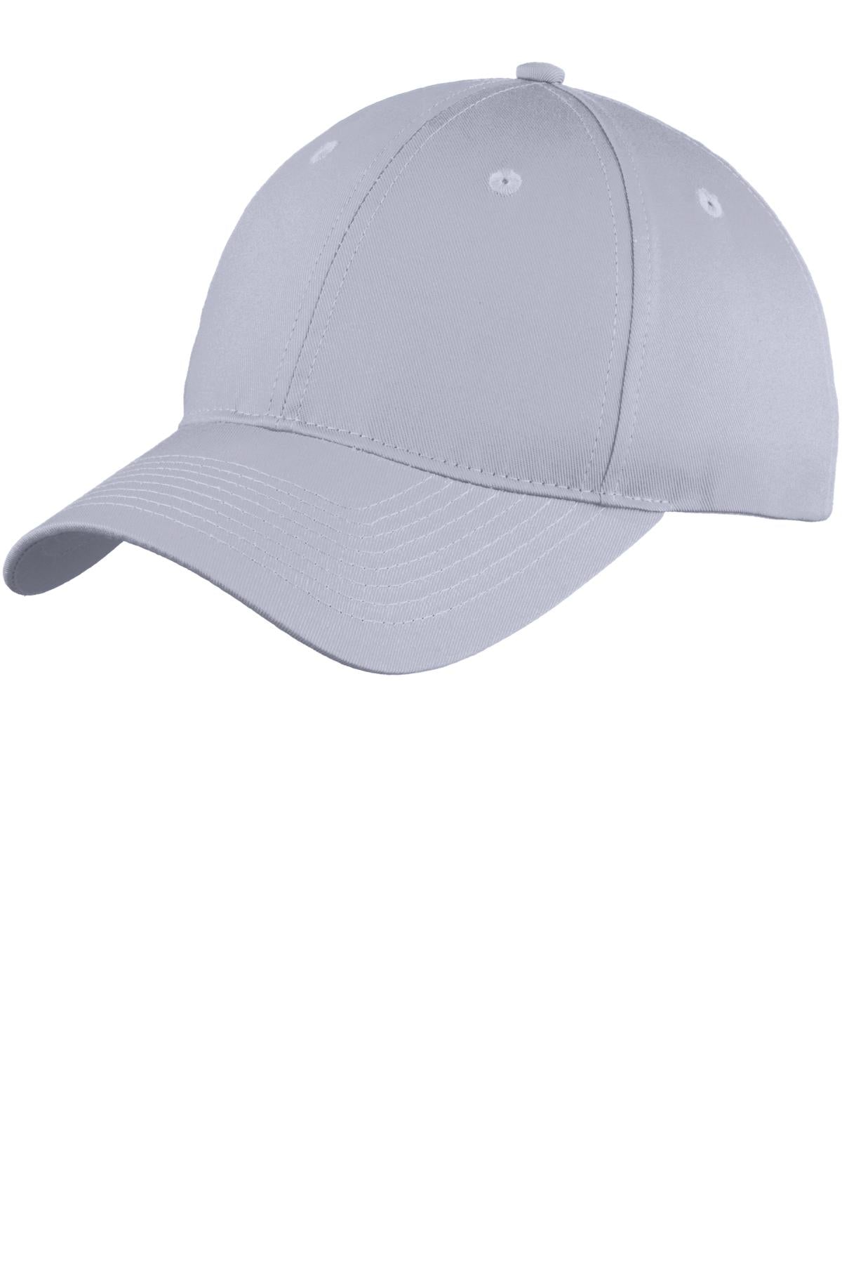 Front View of Silver Port & Company Youth Six-Panel Unstructured Twill Cap. YC914