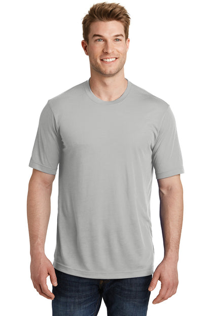 Front View of Silver Sport-Tek PosiCharge Competitor Cotton Touch Tee. ST450