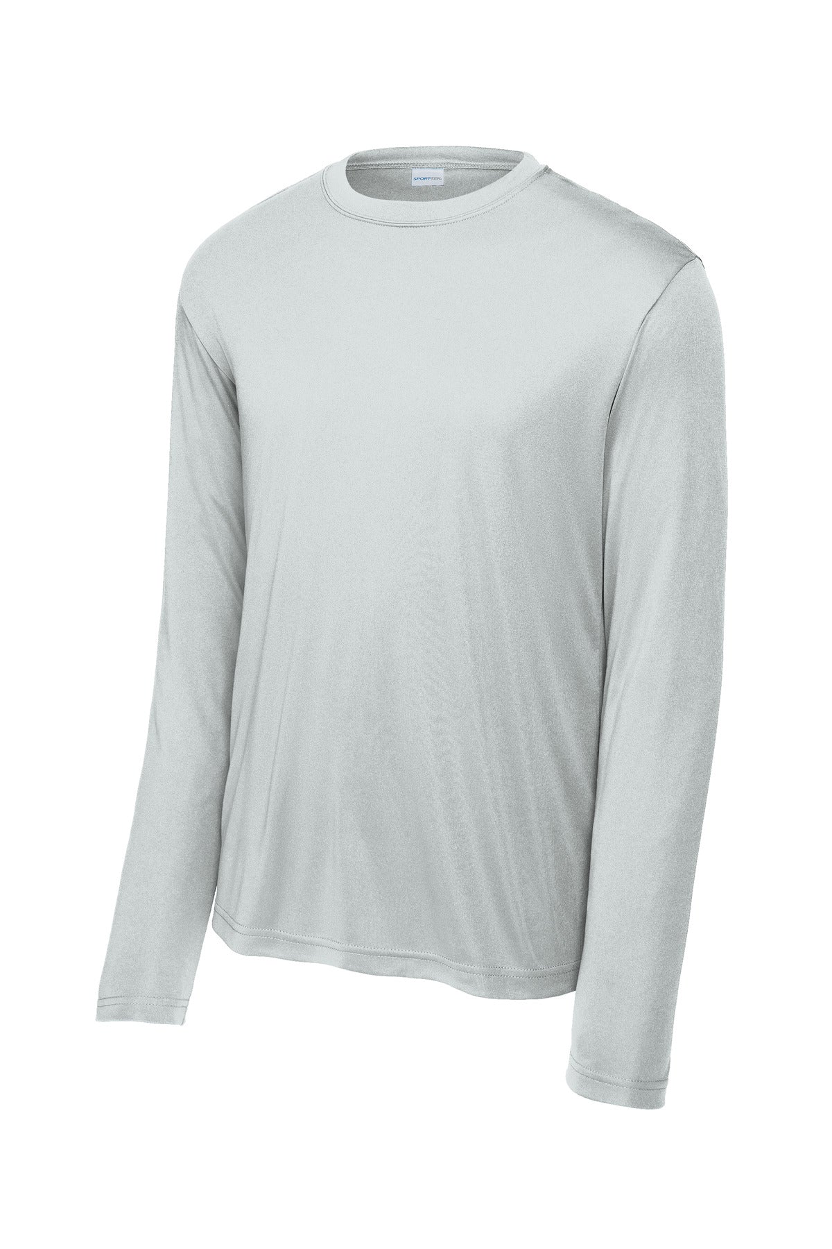 Front View of Silver Sport-Tek Tall Long Sleeve PosiCharge Competitor Tee. TST350LS