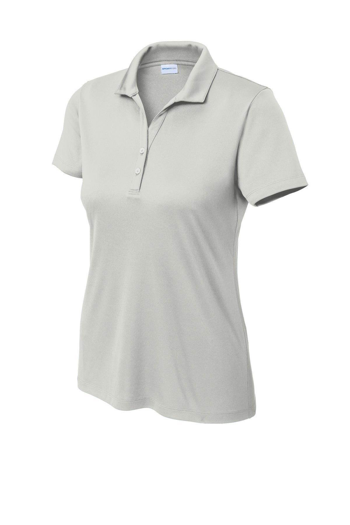Front View of Silver Sport-Tek Women's PosiCharge Re-Compete Polo LST725