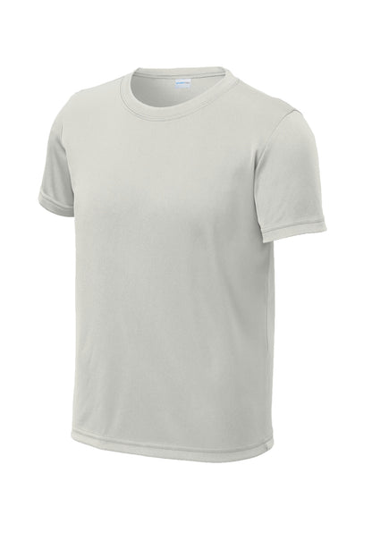 Front View of Silver Sport-Tek Youth PosiCharge Re-Compete Tee YST720