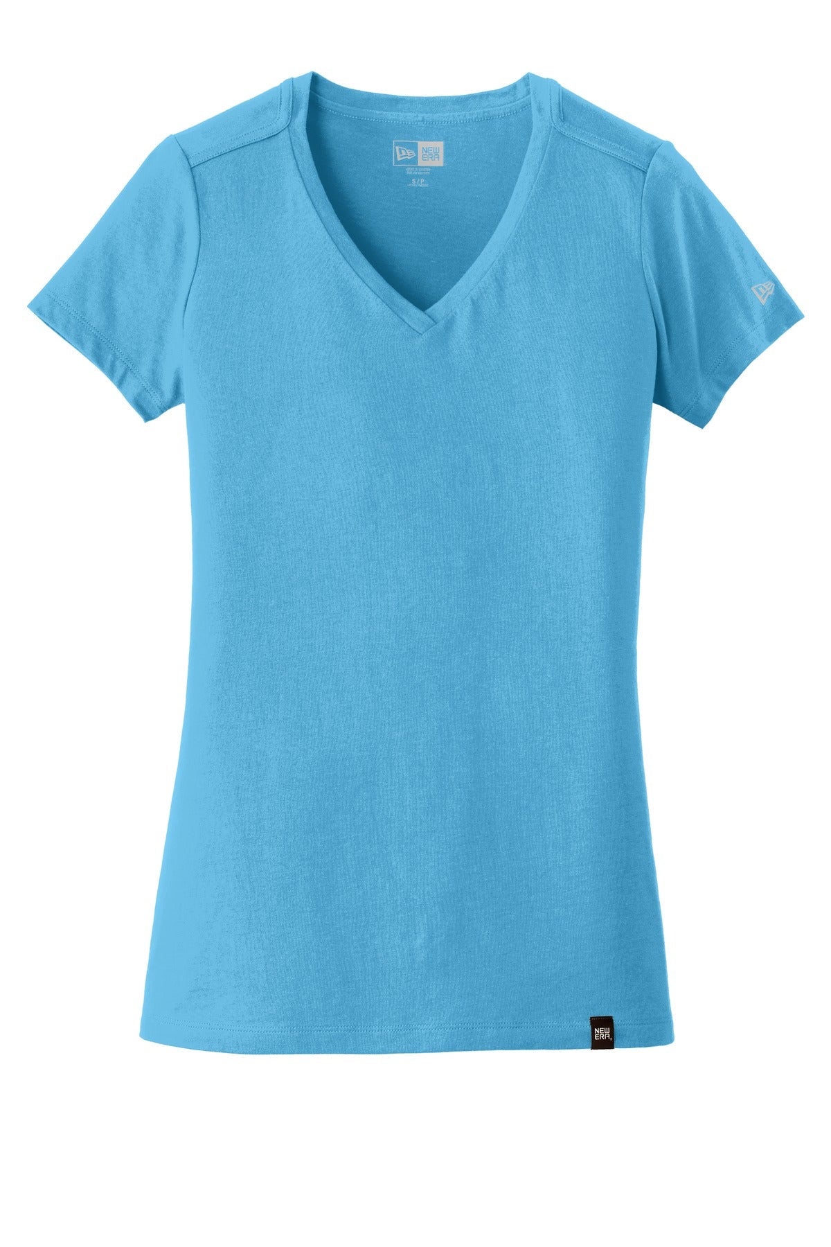 Front View of Sky Blue New Era Women's Heritage Blend V-Neck Tee. LNEA101