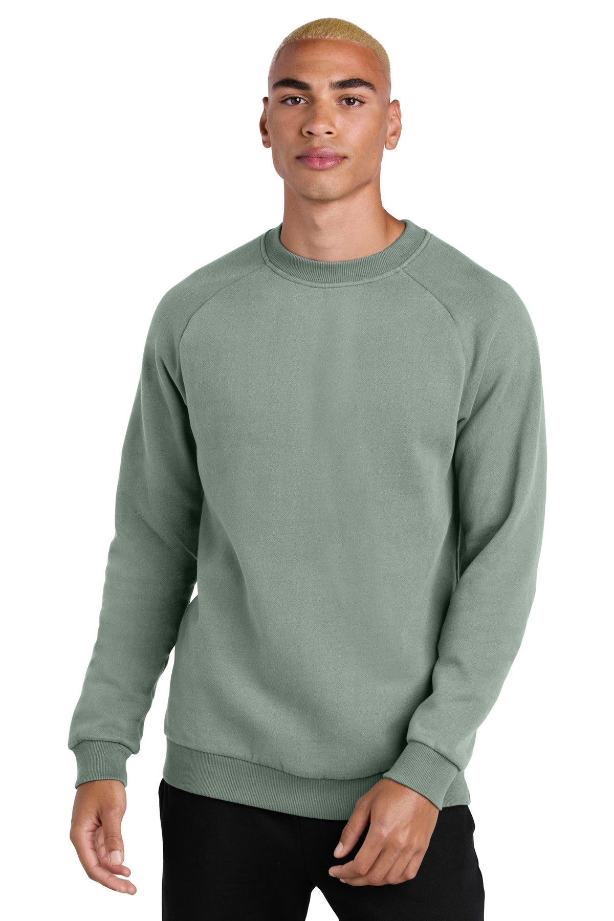 Front View of SlateGreen District Cloud Fleece Crew DT7804
