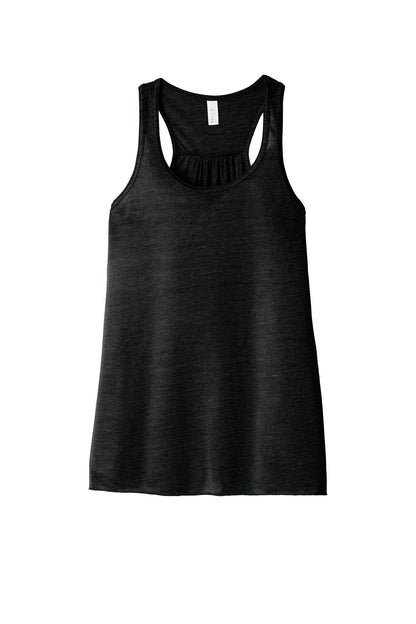 Front View of Sld Black Slub BELLA+CANVAS Women's Flowy Racerback Tank. BC8800