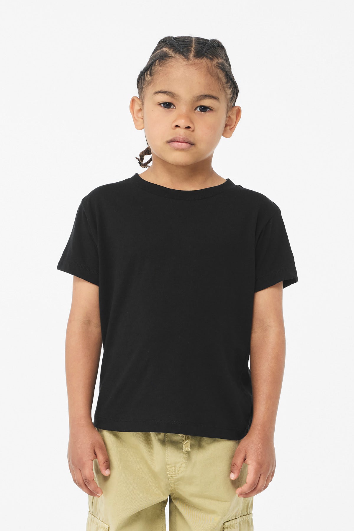 Front View of SldBkBlend BELLA+CANVAS Youth Heather CVC Tee BC3001YCVC