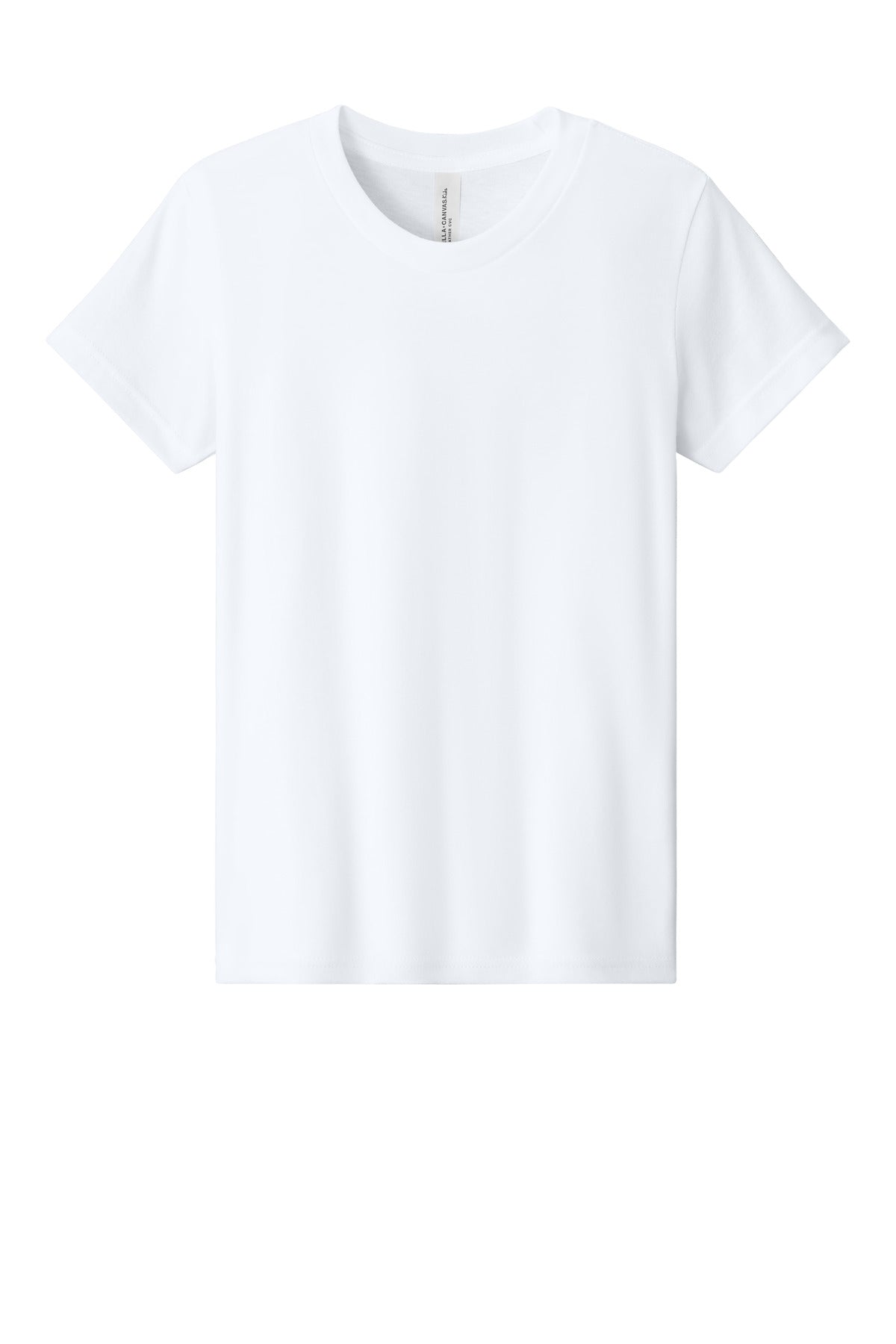 Front View of SldWhBlend BELLA+CANVAS Youth Heather CVC Tee BC3001YCVC