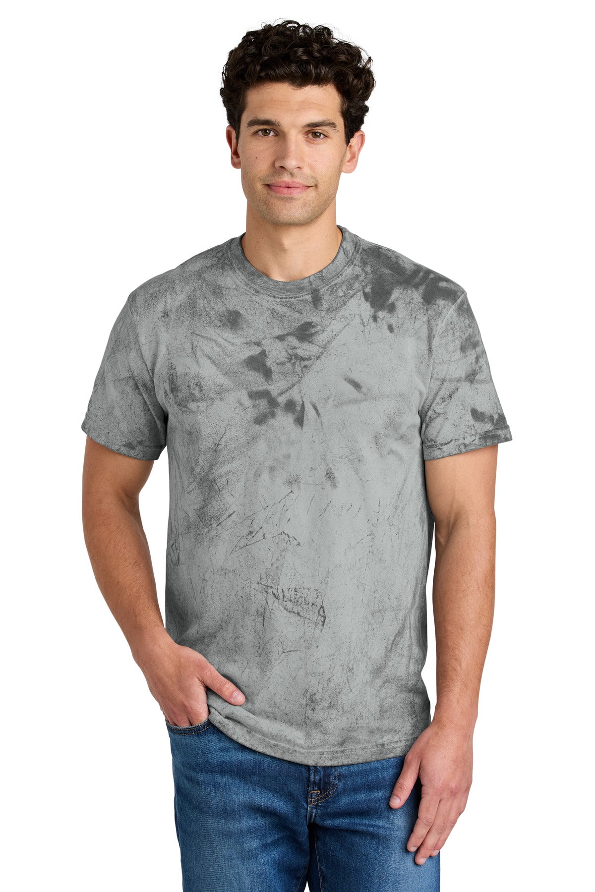Front View of Smoke Comfort Colors Heavyweight Color Blast Tee 1745