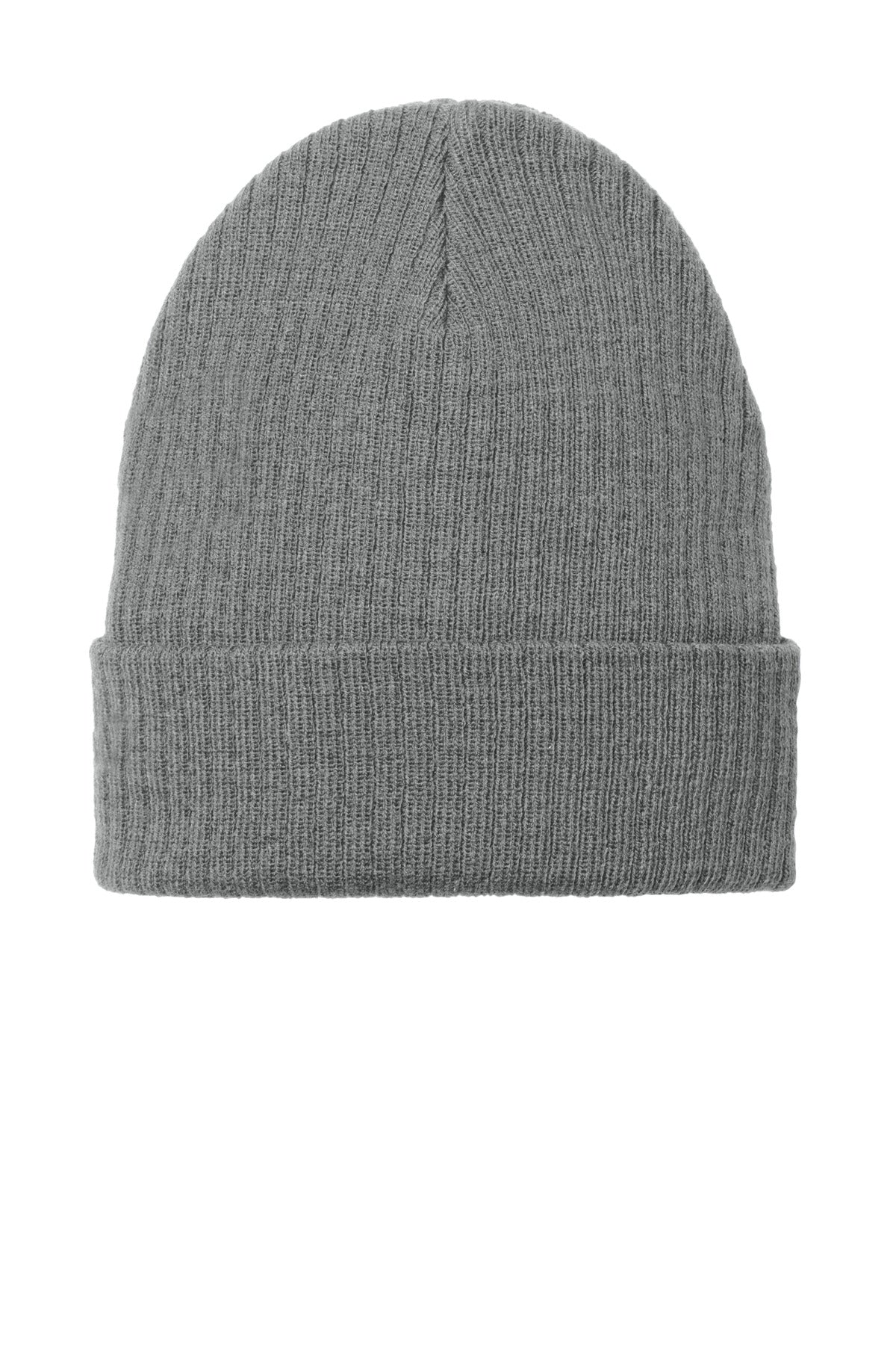 Front View of SmokeGrey Port Authority C-FREE Recycled Beanie C880