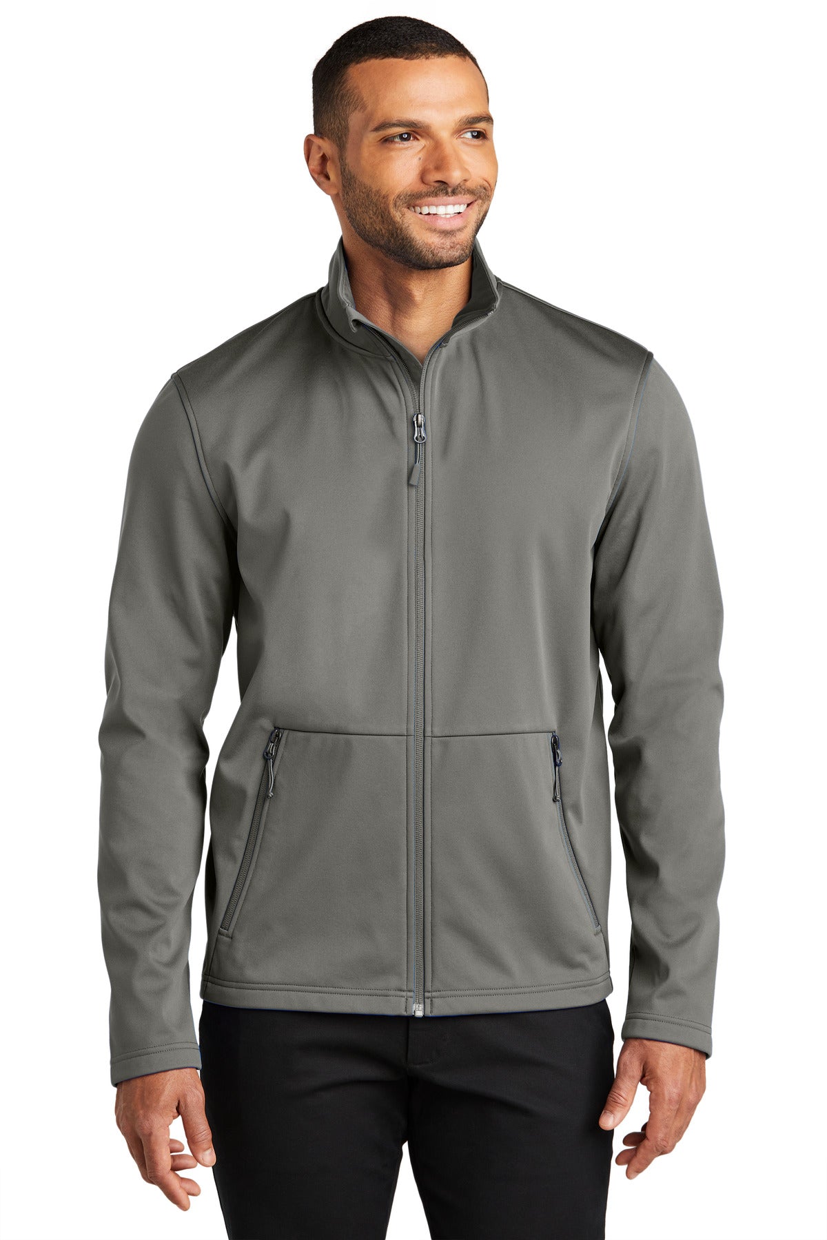 Front View of SmokeGrey Port Authority Flexshell Jacket J617