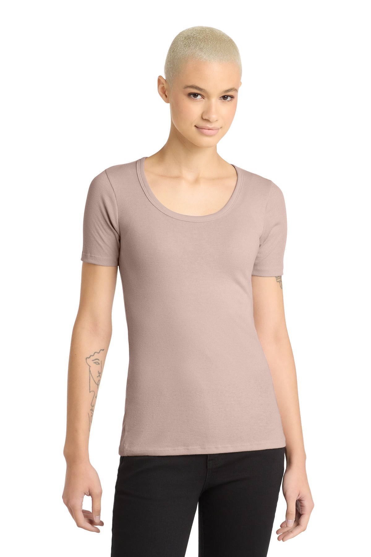 Front View of Smokey Iris District Women's V.I.T. Rib Scoop Neck Tee DT6020