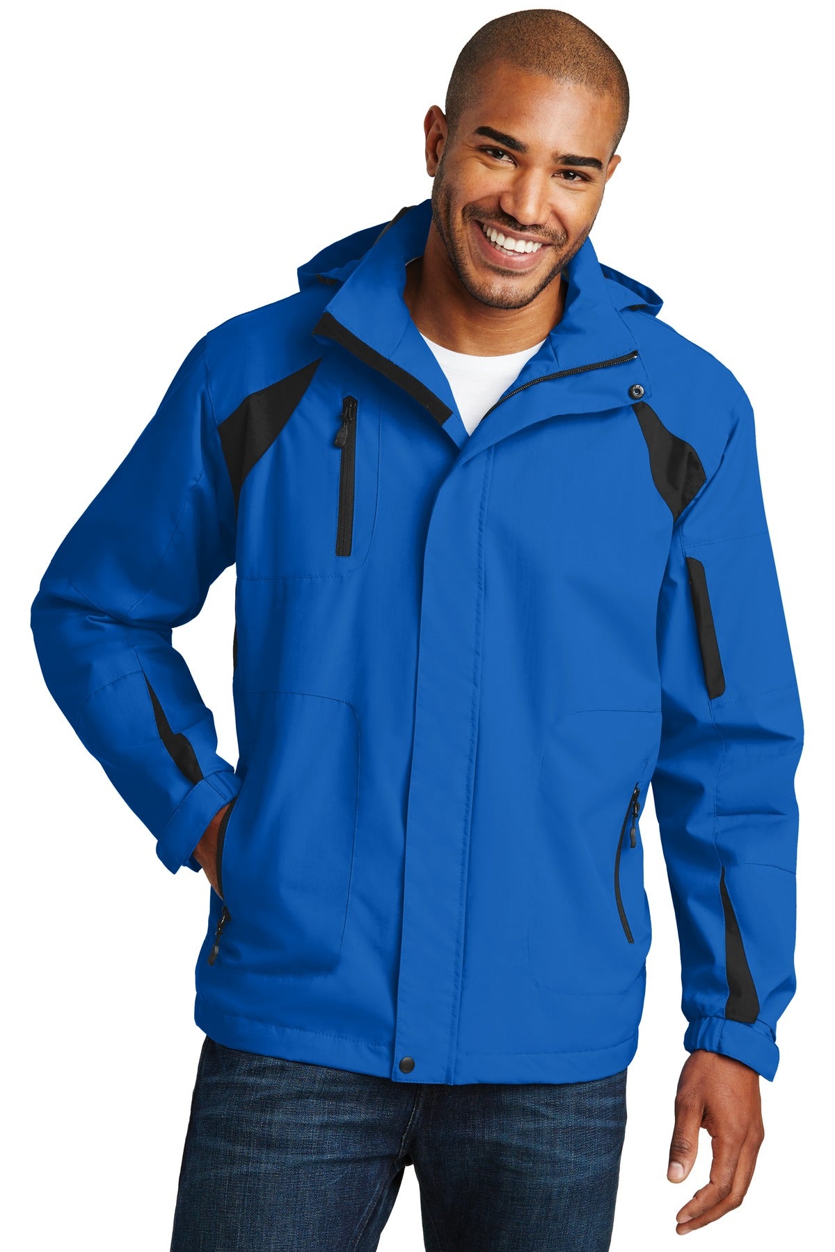 Front View of Snorkel Blu/Bk Port Authority All-Season II Jacket. J304