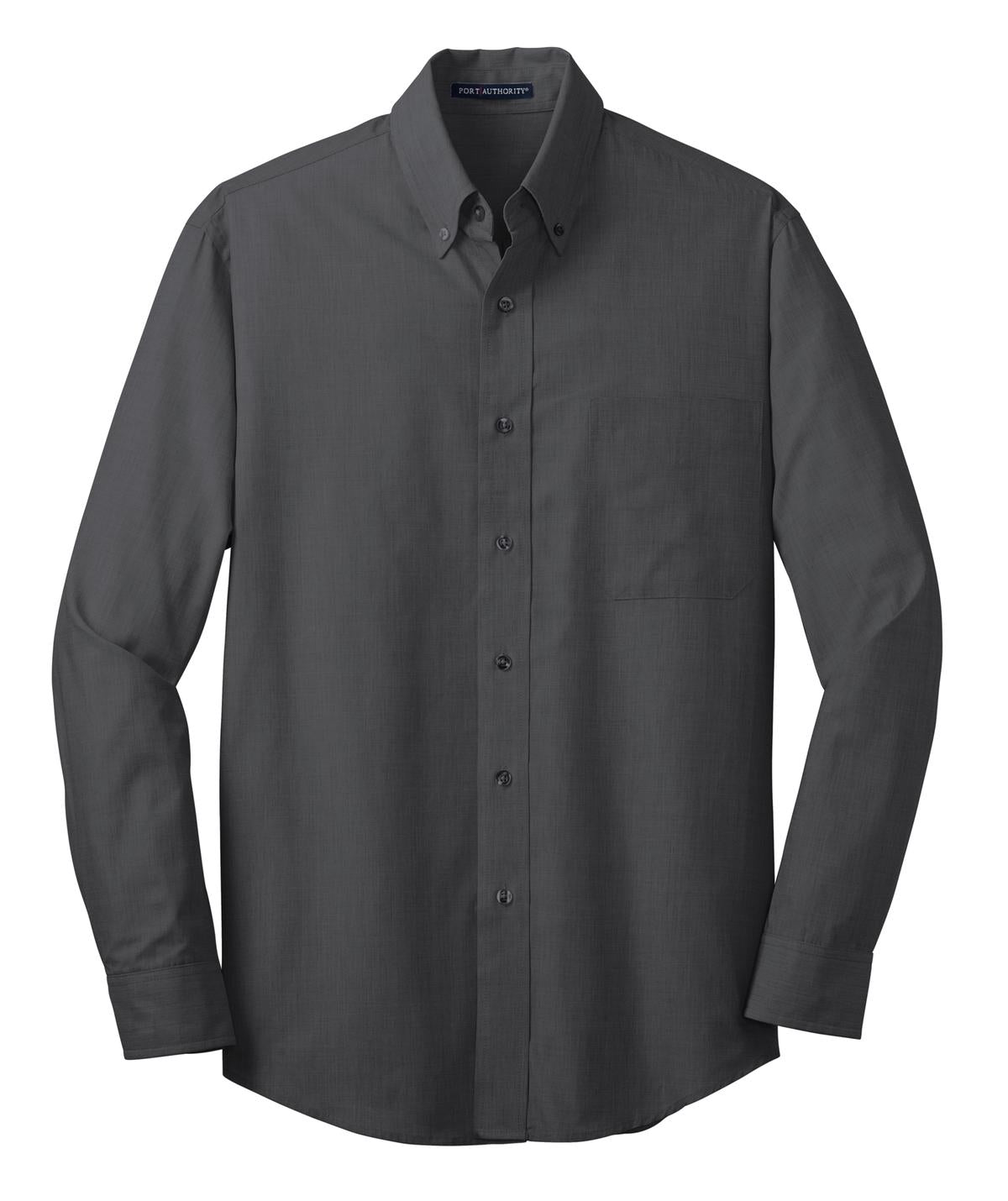 Front View of Soft Black Port Authority Crosshatch Easy Care Shirt. S640