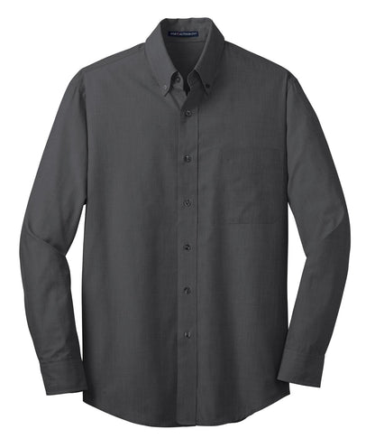 Front View of Soft Black Port Authority Crosshatch Easy Care Shirt. S640