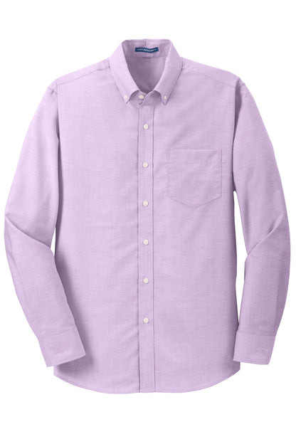 Front View of Soft Purple Port Authority SuperPro Oxford Shirt. S658