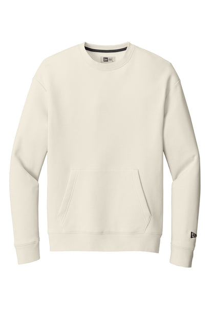 Front View of SoftBeige New Era Heritage Fleece Pocket Crew NEA527