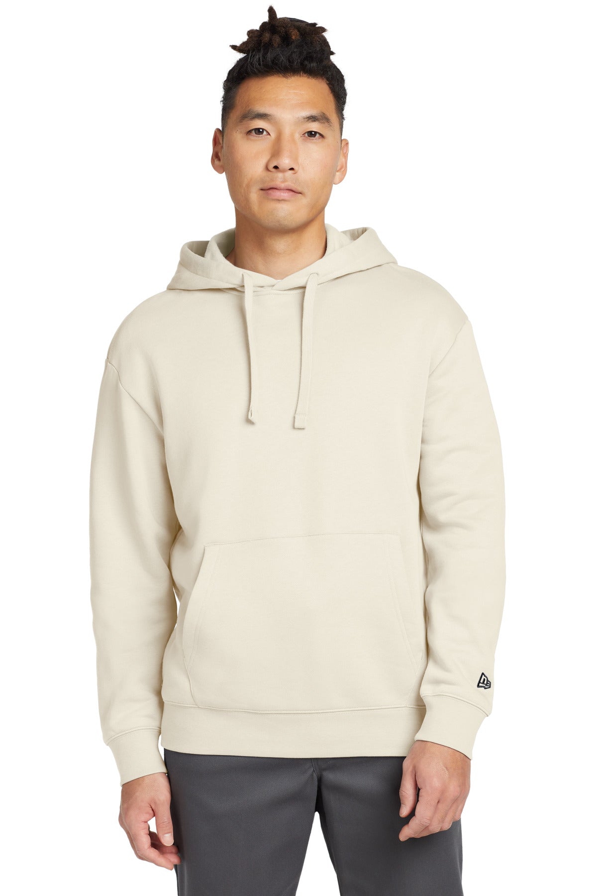 Front View of SoftBeige New Era Heritage Fleece Pullover Hoodie NEA525