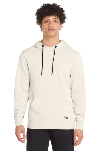 Front View of SoftBeige New Era Tri-Blend Fleece Pullover Hoodie. NEA510