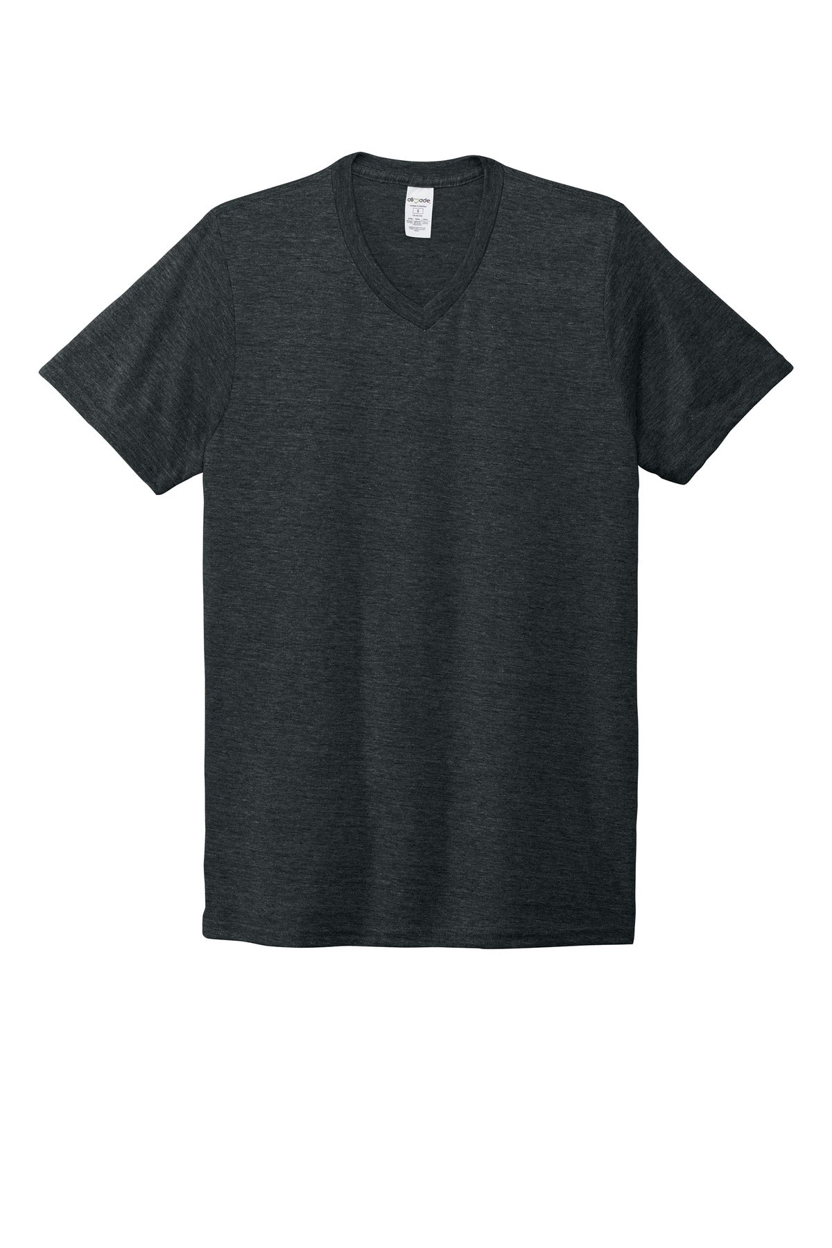 Front View of Space Black Allmade Unisex Tri-Blend V-Neck Tee AL2014
