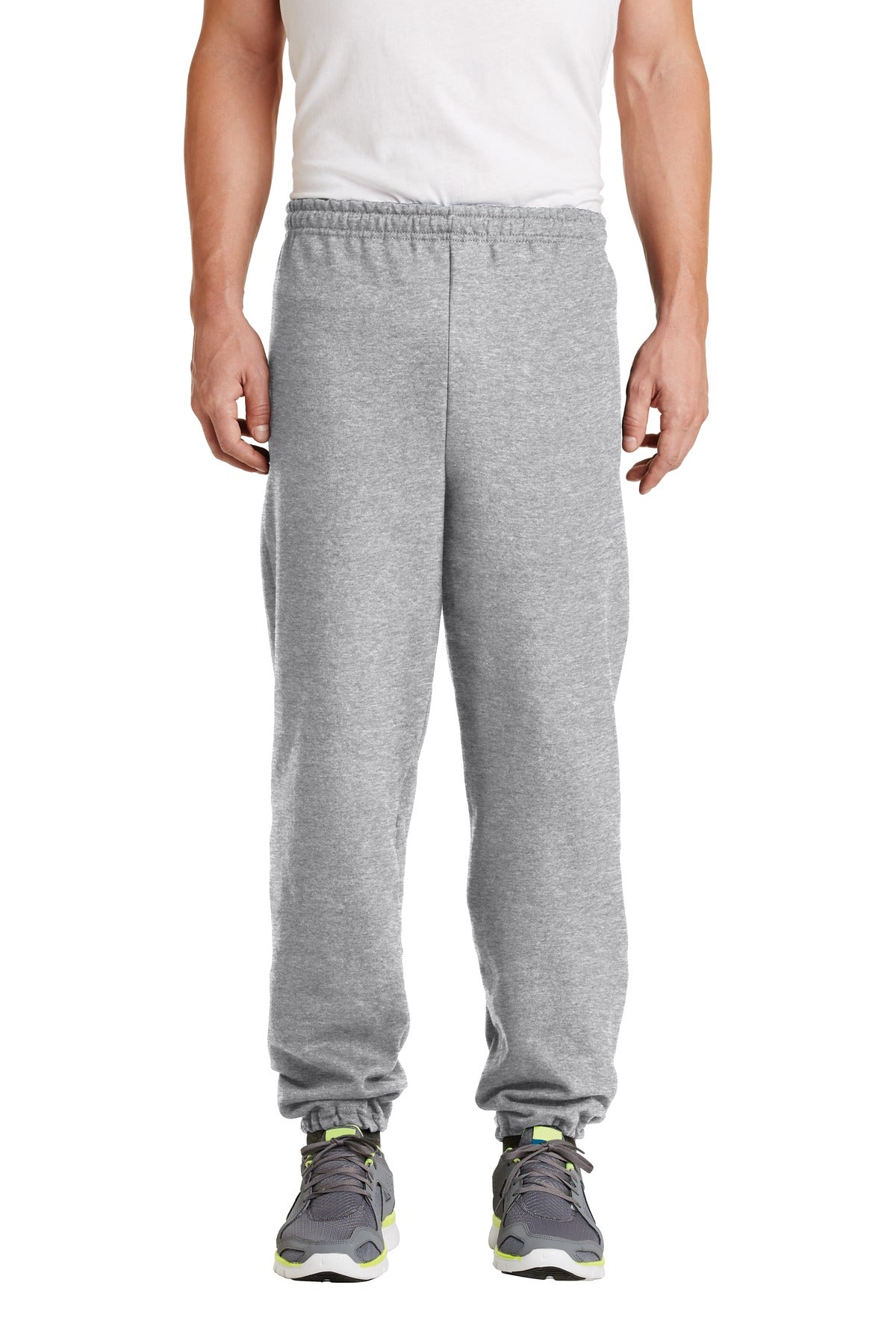 Front View of Sport Grey Gildan Heavy Blend Sweatpant. 18200
